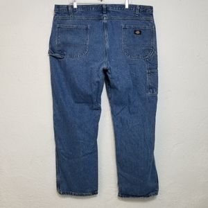 Dickies Carpenter Dungaree Five Pocket Hammer Loop Used Work Denim Jeans 42×32